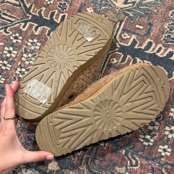 UGG Tan Fuzzy Slip-On Mules - Picture 3 of 4